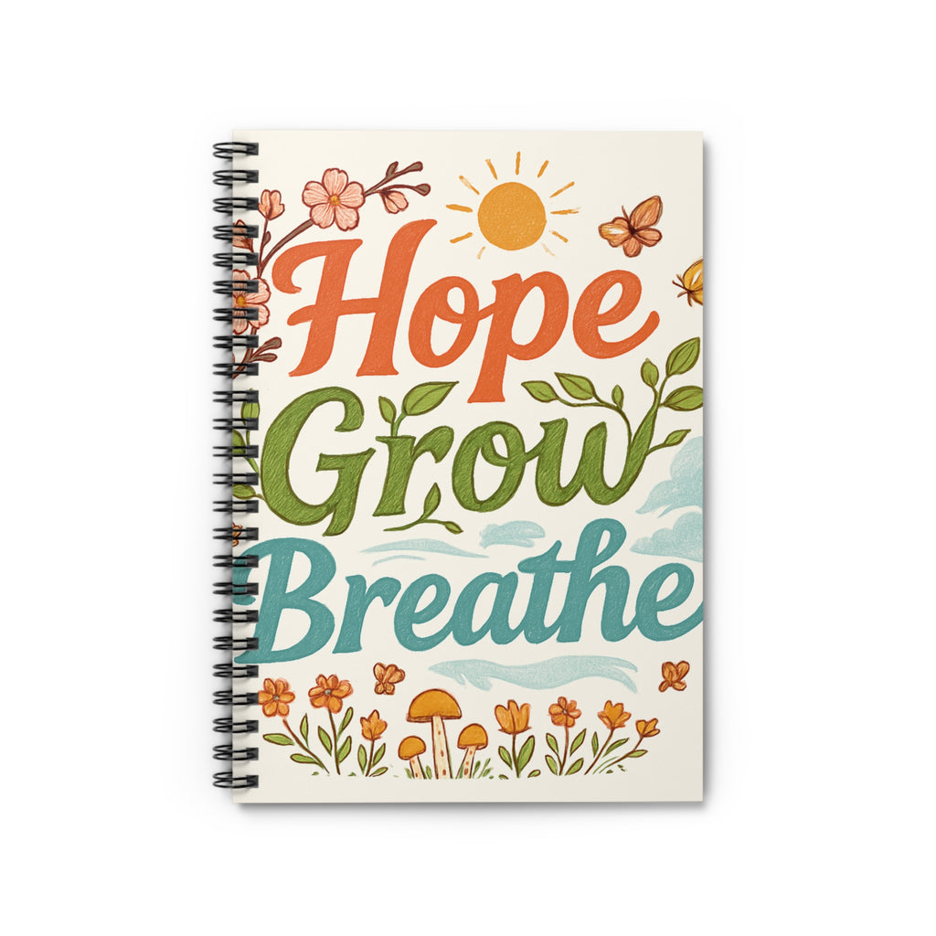 Inspirational Notebook - Hope Grow Breathe, Gift for Friends