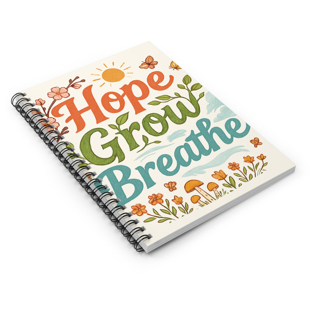Inspirational Notebook - Hope Grow Breathe, Gift for Friends