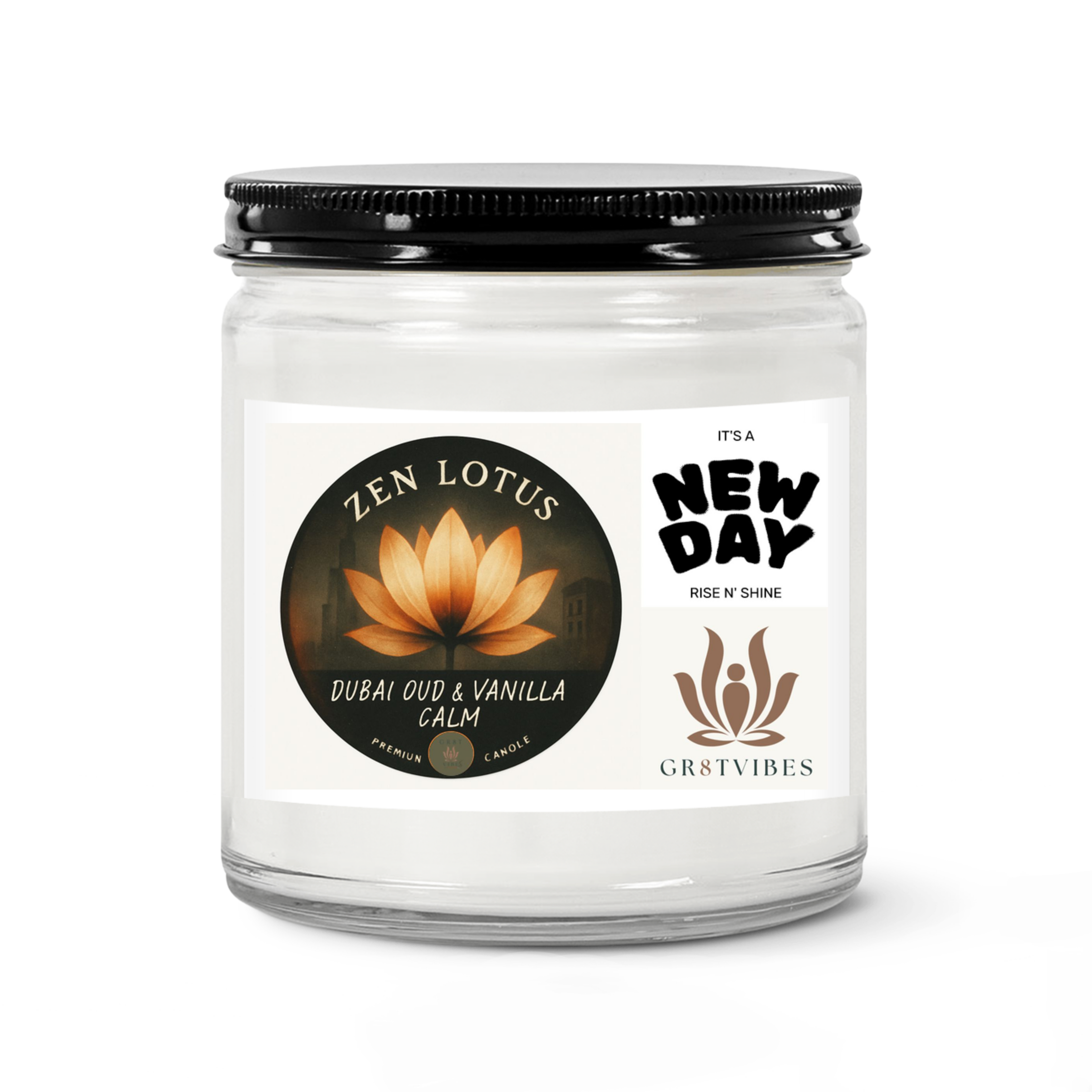 Scented Soy Candles with Black Lid, (4 and 9oz)