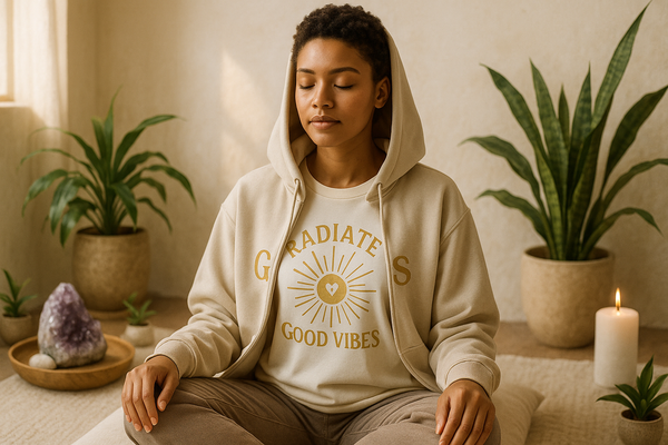 Carry your calm everywhere you go. Our GR8TVibes apparel is designed to spread positivity, luxury, and spiritual energy through what you wear. From bold quote T-shirts to cosy hoodies, every piece is crafted to keep you aligned with your vibe.